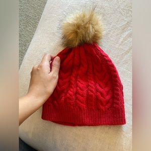 J. Crew Red Cable Knit Beanie, One Size